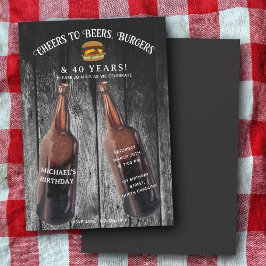 Invitation Cheers Beers Burgers 40th Beer Birthday Party