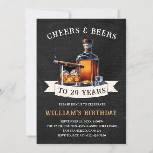 Invitation Cheers & Beers Rustic 29ème Pays Fête d'Anniversai