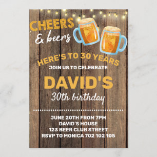 Invitation Cheers & Bières Adulte Anniversaire Surprise Man P