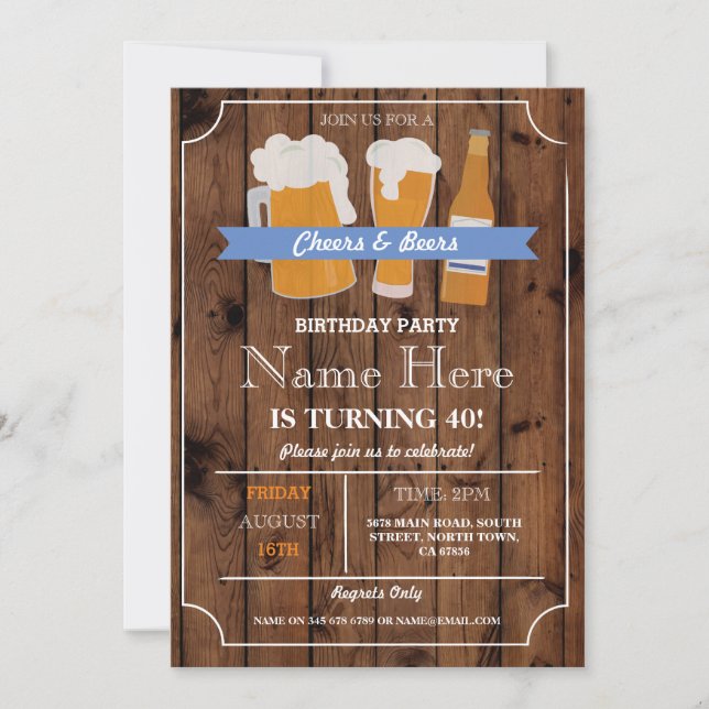 Invitation Cheers & Bières BBQ Anniversaire Fête N'IMPORTE QU (Devant)