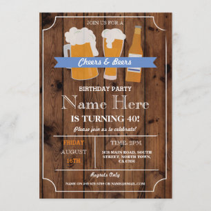 Invitation Cheers & Bières BBQ Anniversaire Fête N'IMPORTE QU