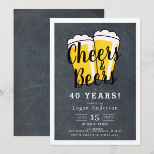 Invitation Cheers & Bières Chalkboard Adulte fête d'anniversa