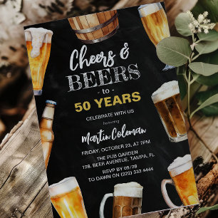 Invitation Cheers & Bières Tout Age Amusant Adulte Anniversai