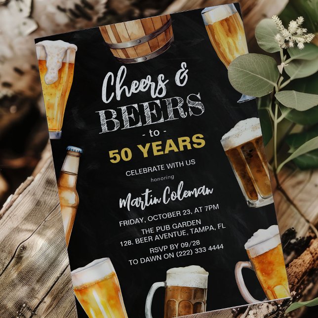 Invitation Cheers & Bières Tout Age Amusant Adulte Anniversai (Créateur téléchargé)
