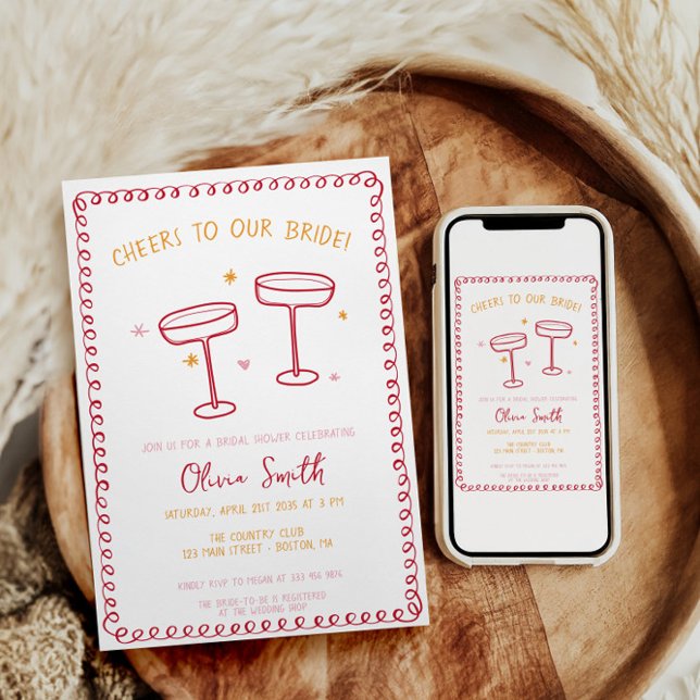 Invitation Cheers Bridal douche whimsical (Créateur téléchargé)