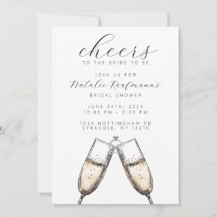 Invitation Cheers Elegant Bubbly Fête des mariées Champange