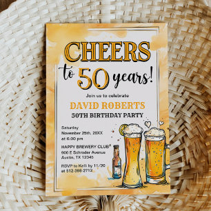 Invitation Cheers et bières Verre Adulte Anniversaire