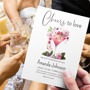Invitation Cheers to Love Blush Pink Floral Bridal Shower