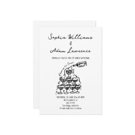 Invitation Cheers to love Hand Drawn Wedding