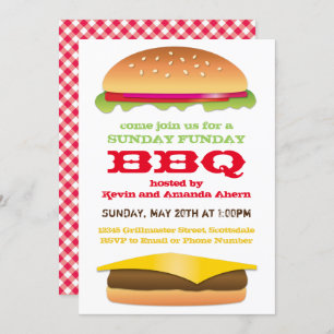 Invitation Cheeseburger de BBQ de dimanche Funday