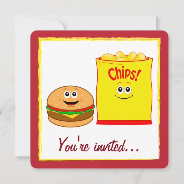Invitation Cheeseburger et pommes chips (Devant)