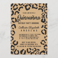 Cheetah Leopard Quinceañera en or noir moderne