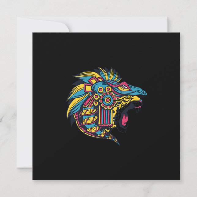 Invitation Cheetah Serpent Aztec Guerrier Maya Inca Culture G (Devant)