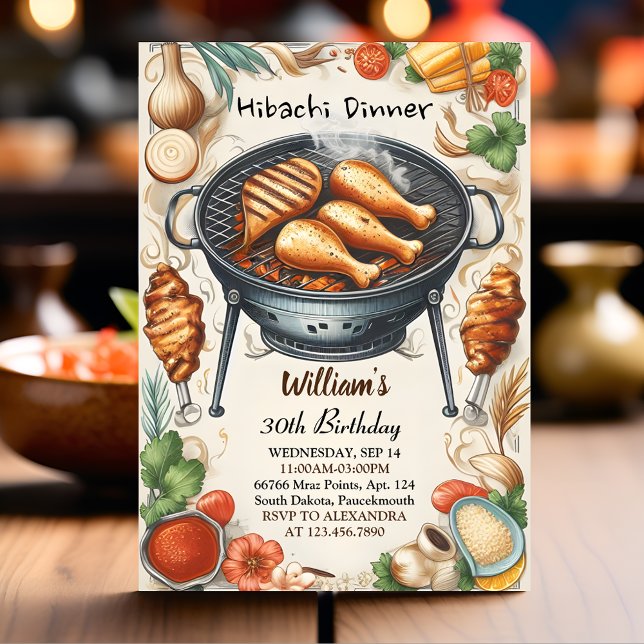Invitation Chef Bbq Sushi japonais Hibachi 30e anniversaire (Créateur téléchargé)