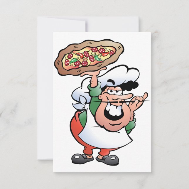 Invitation Chef de pizza italien classique dessin animé (Devant)