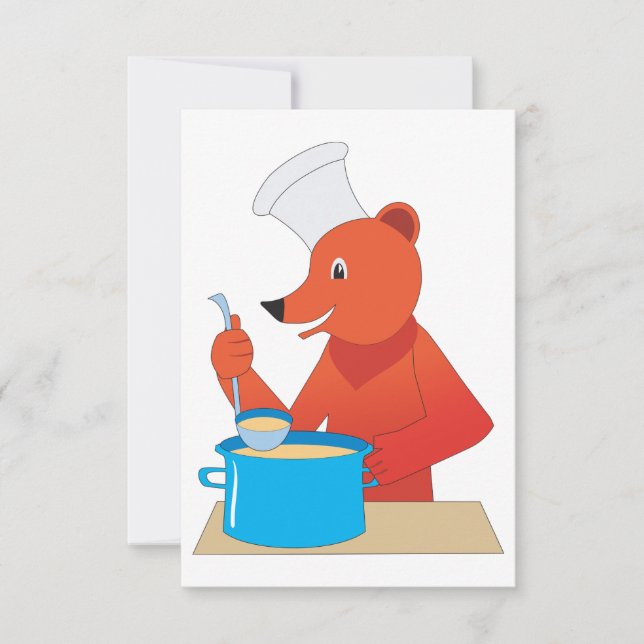 Invitation Chef Ours Cuisine Soupe Amusant Animal cuisine (Devant)