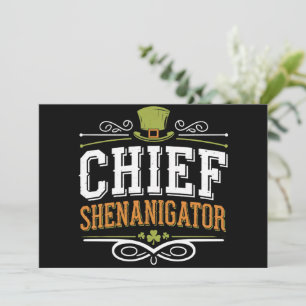 Invitation Chef rétro Shenanigator Lucky Leprechaun Casquette