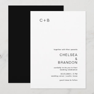 Invitation Chelsea Noir et blanc Mariage moderne