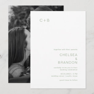 Invitation Chelsea Sage Vert Mariage moderne