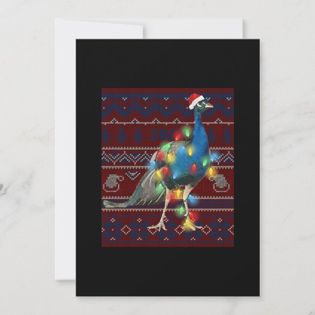 Invitation Chemise de Noël moche avec lumières de paon pour a (Devant)