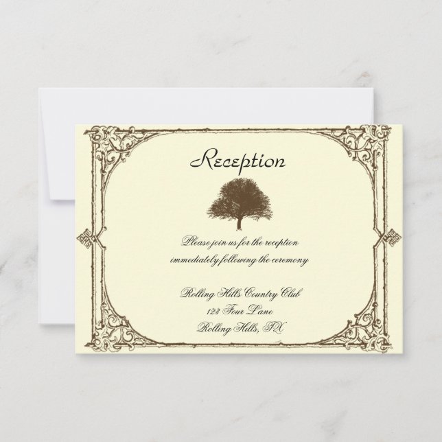 Invitation Chêne Brown de cru sur la réception de mariage (Devant)