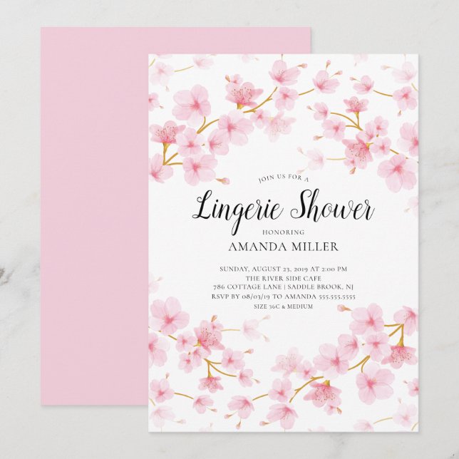 Invitation Chêne Fleur de fleurs de la nuptiale Lingerie Douc (Devant / Derrière)