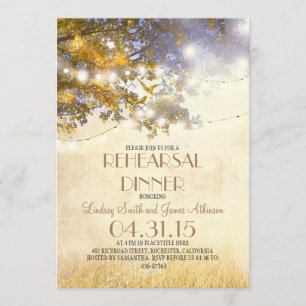 Invitation chêne lumières et oiseaux lumières répétition dîne