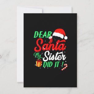 Invitation Cher Père Noël Ma soeur l'a fait drôle Noël Garçon