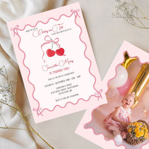 Invitation Chercher sur le dessus Pink Bow Chaque année Anniv