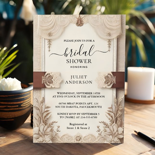 Invitation Chercher tissu Velvet dentelle Fête des mariées en (Créateur téléchargé)
