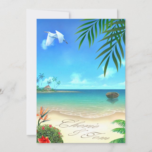 Invitation Cherie & Tom Exotic Beach ::custom : (Devant)