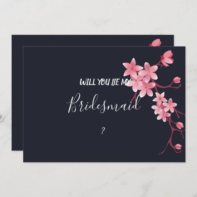 Invitation Cherry Blossom Bridesmaid (Devant / Derrière)