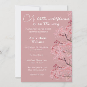 Invitation Cherry Blossom Dusty Rose Baby shower fille