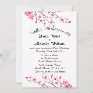 Invitation Cherry Blossom Japonais Sakura Mariage rose