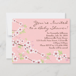 Invitation Cherry Blossom Rose & Baby shower Brown