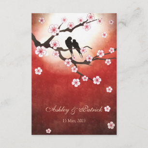 Invitation Cherry Blossom Sakura&Love BirdsMariage de récepti
