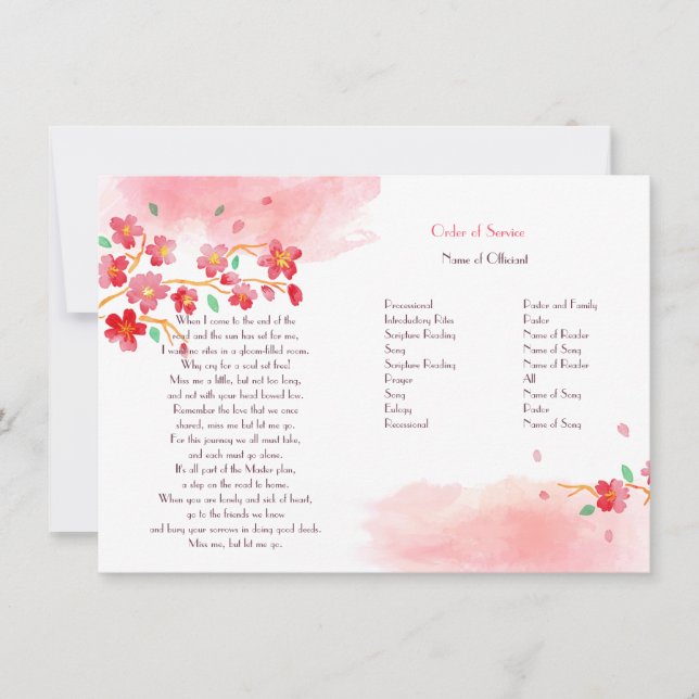 Invitation Cherry Blossom Succursales Memorial Service Progra (Devant)