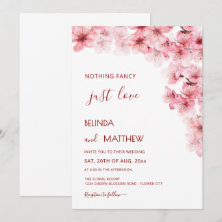 Invitation  Cherry Blossom White Arched Casual Wedding