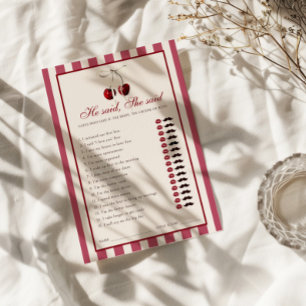 Invitation Cherry Fête des mariées rayée Il dit qu'elle a dit