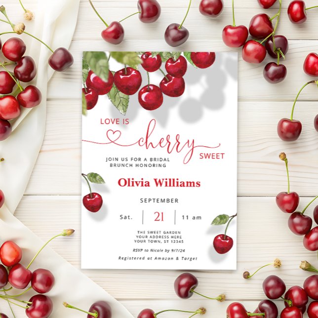 Invitation Cherry Love is Sweet Bridal Brunch Party (Créateur téléchargé)