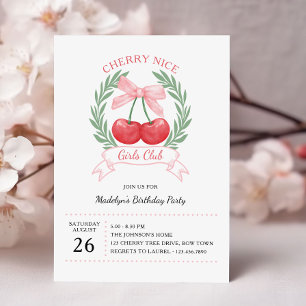Invitation Cherry Nice Girls Club Pink Bow Anniversaire