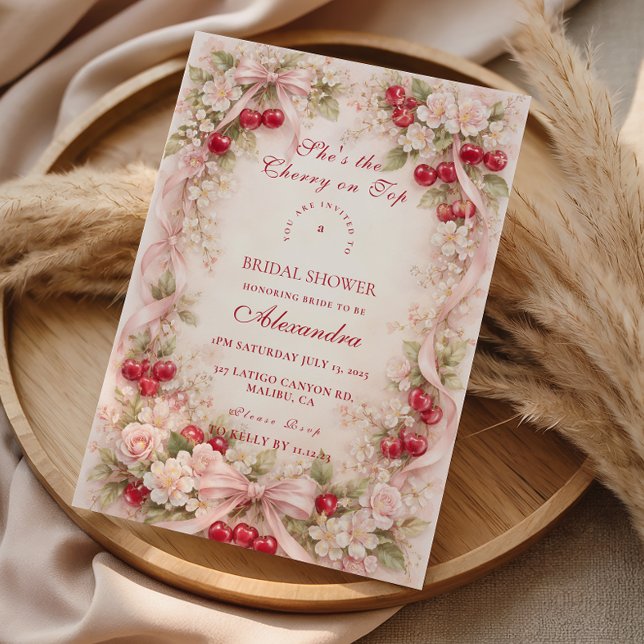 Invitation Cherry On Top Garden Romance Bridal Shower (Créateur téléchargé)