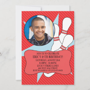 Invitation Cherry Red Pas Le Temps D'Épargner Bowling Party P
