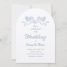 Invitation Cherub Cupid Couple tenant Mariage de coeur