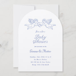 Invitation Cherubs tenant le Baby shower des couples cardiaqu