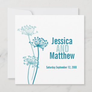 Invitation Chervil graphique fleur moderne turquoise invitati