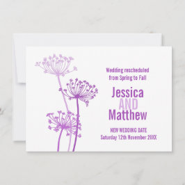 Invitation Chervil moderne fleur violet mariage reprogrammé