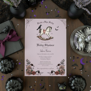 Invitation Cheval à Bascule Violet Gothique Baby Shower Rock 