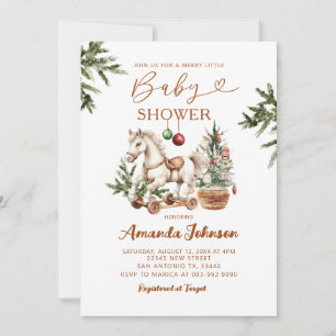 Invitation Cheval à roche Noël Joyeux Petit Baby shower