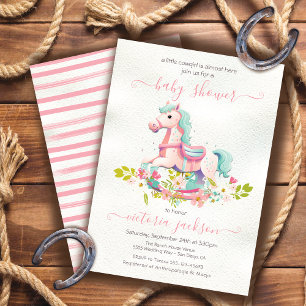 Invitation Cheval à rocher Baby shower petite fille